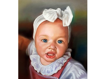 Custom baby portrait, Oil Portrait, Baby painting, family gift, custom painting, from photo, original painting, oil on canvas, handmade, art