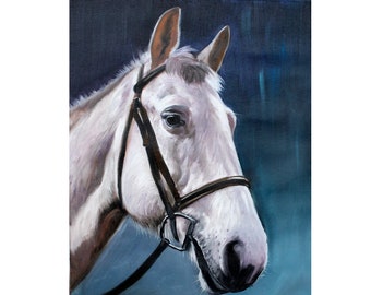 Pintura equina, pintura de caballo personalizada, retrato al óleo, retrato personalizado, retrato de foto, retrato de animal, bellas artes, hecho a mano, retrato de caballo