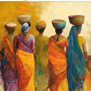 Custom painting, Indian women art, Reproduction, Oil on canvas, Hindu women painting, custom order, handmade painting,wall decor, fine art