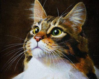 Custom Cat painting, Cat, Oil Portrait, custom portrait, portrait from photo, original portrait, animal portrait,handmade,gift idea, Cat art
