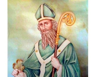 San Patrizio, Icona, Pittura, Icona cattolica, Pittura personalizzata, Icona dipinta a mano, fatta a mano, Cristiana, olio su tela, Regalo cristiano, belle arti