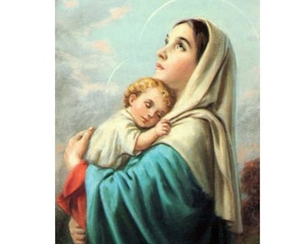 Virgin Mary icon,Painting, Holy Mother, Santa Maria, hand painted icon,Blessed Mother,handmade art,oil on canvas, Christian gif,Catholic art