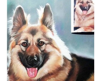 German shepherd,Custom painting,Pet painting,german shepherd dog , animal painting,Custom portrait, handmade,custom portrait, pastel drawing