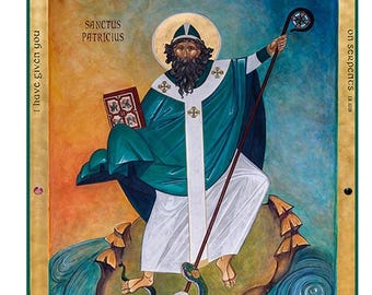 Handmade St Patrick of Ireland Oil Painting on Canvas, Catholic Christian Art, Custom Painting, oil on canvas, religious gift, biblical art