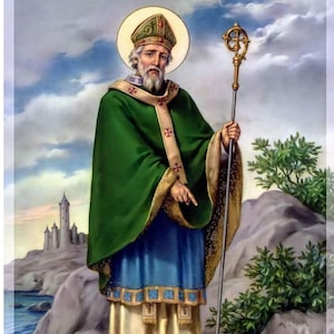 St Patrick of Ireland, Custom Painting, Catholic , handmade, Christian, oil on canvas, Christian gift, religious gift, fine art