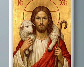 Jesus Christ at Sinai, Painted icon on wood, Christ Pantocrator, Orthodox, Oil Painting, handmade art, oil on canvas,  Christian gift
