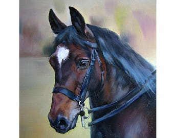 15&quot; x 17&quot; Custom Horse painting, Oil Portrait, custom portrait, portrait from photo, original portrait, animal portrait,handmade, gift idea