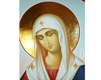 Mini Mary Monotype Virgin Mary Art Original Catholic Art Blessed Mother Painting,