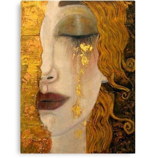 Lágrimas doradas, Réplica, Gustav Klimt, pintura al óleo, Reproducción, Óleo sobre lienzo, regalo familiar, pedido personalizado, pintura hecha a mano, decoración de paredes, arte