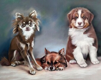 Custom dog portrait, Pet painting, dogs portrait, handmade painting, dog art, animal painting, custom portrait, handmade, family gift, art