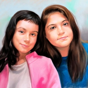 Oil Portrait, Girls painting, Sisters portrait, custom portrait, from photo, original painting, oil on canvas, handmade, family, for her