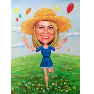 Custom caricature, Happy mood, Caricature Gift,Handmade, Personalised,Sport, from Photo, Custom Personalized, Hand Painted, pastel, fun, art
