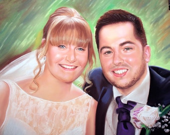 Wedding, Aniversary present, Custom Portrait, from photo, pastel painting, handmade, drawing, family portraits, wedding gift, 2 Person