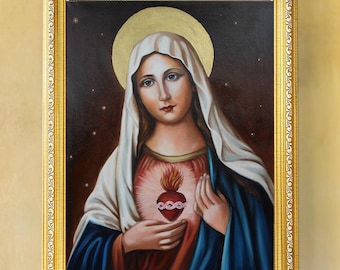 Virgin Mary icon, Special Custom order, Painting, Holy Mother, Santa Maria, hand painted,Blessed Mother,handmade ,oil on canvas,catholic art