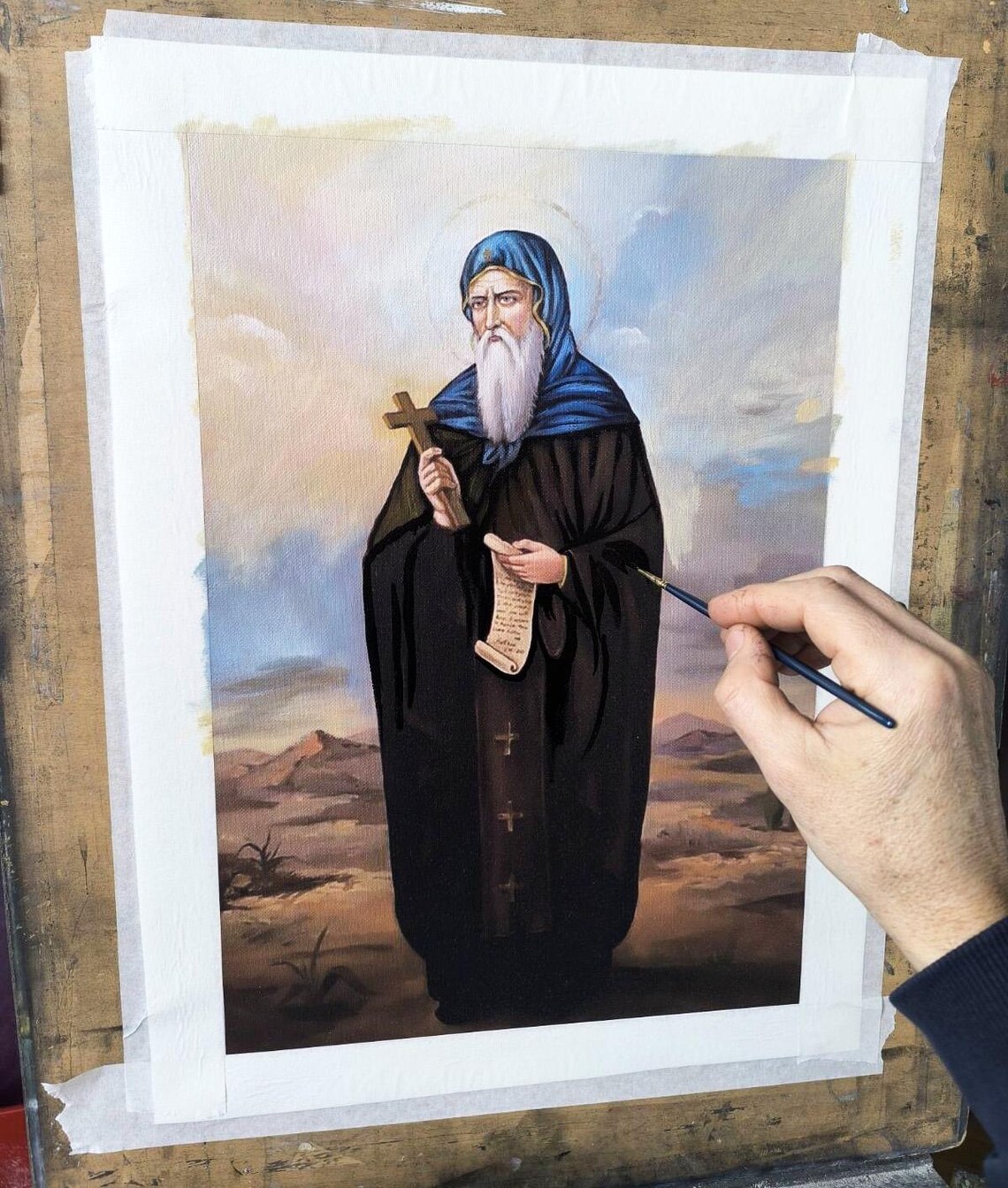Saint Anthony the Great, Icon, Painting, Catholic, Orthodox, Hand ...