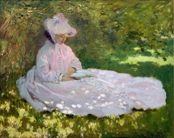 Claud Monet, Springtime, Fine art Reproduction,The Reader, Replica, Oil painting,masterpiece, Custom order, handmade painting,oil on canvas