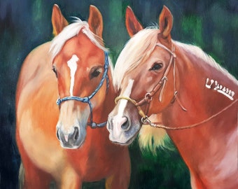 Aangepaste paardenschilderij, olieportret, aangepast portret, portret van foto, origineel portret, dierenportret, paarden, handgemaakt, paardenportret