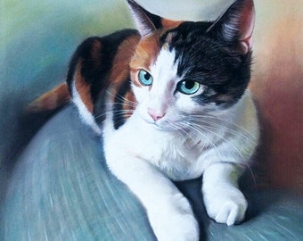 オリジナル油絵 シンガプーラ セーブル チック トラ猫 子猫 アート