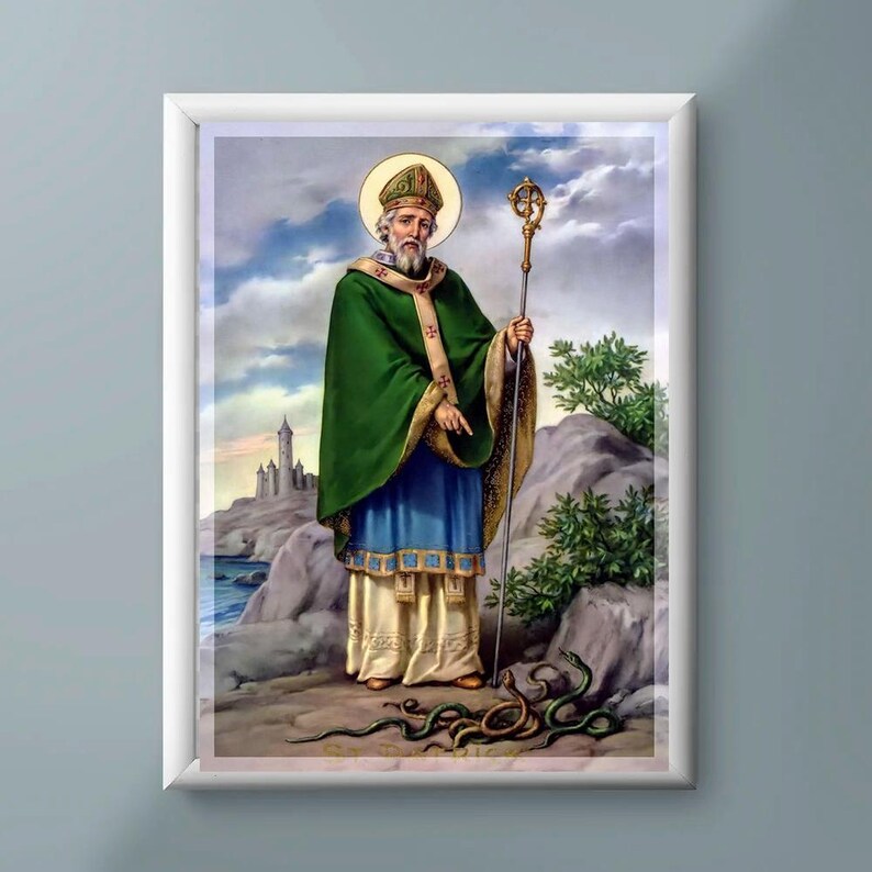 Saint Patrick Robe Handmade St Patrick of Ireland Oil Painting on Canvas, Catholic ...