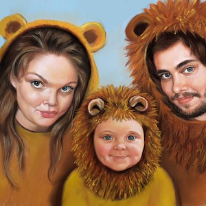 Retrato al óleo, retrato personalizado, pintura familiar, pintura real, de la foto, pintura original óleo sobre lienzo, hecho a mano, familia, para ella, para él