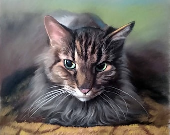 15"x17" custom pet portrait, original  painting,  dog, cat , animal, pet lover painting,  handmade gift idea, animal painting,Cat painting