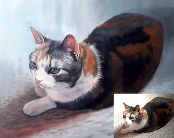 赤毛の猫の絵画、キャンバスに描かれたペットの肖像画、お子様への