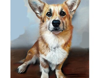 Corgi, Custom Dog Portrait Painting, Original Pet Art,Animal Art, Custom Dog painting,Custom pet portrait, pet lover, handmade,oil on canvas
