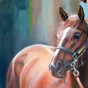 Pintura de caballo personalizada de 15&quot; x 17&quot;, retrato al óleo, retrato personalizado, retrato a partir de una foto, retrato original, retrato de animal, hecho a mano, idea de regalo