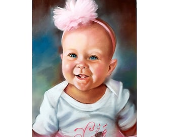 Custom baby portrait, Oil Portrait, Baby painting, family gift, custom painting, from photo, original painting, oil on canvas, handmade, art