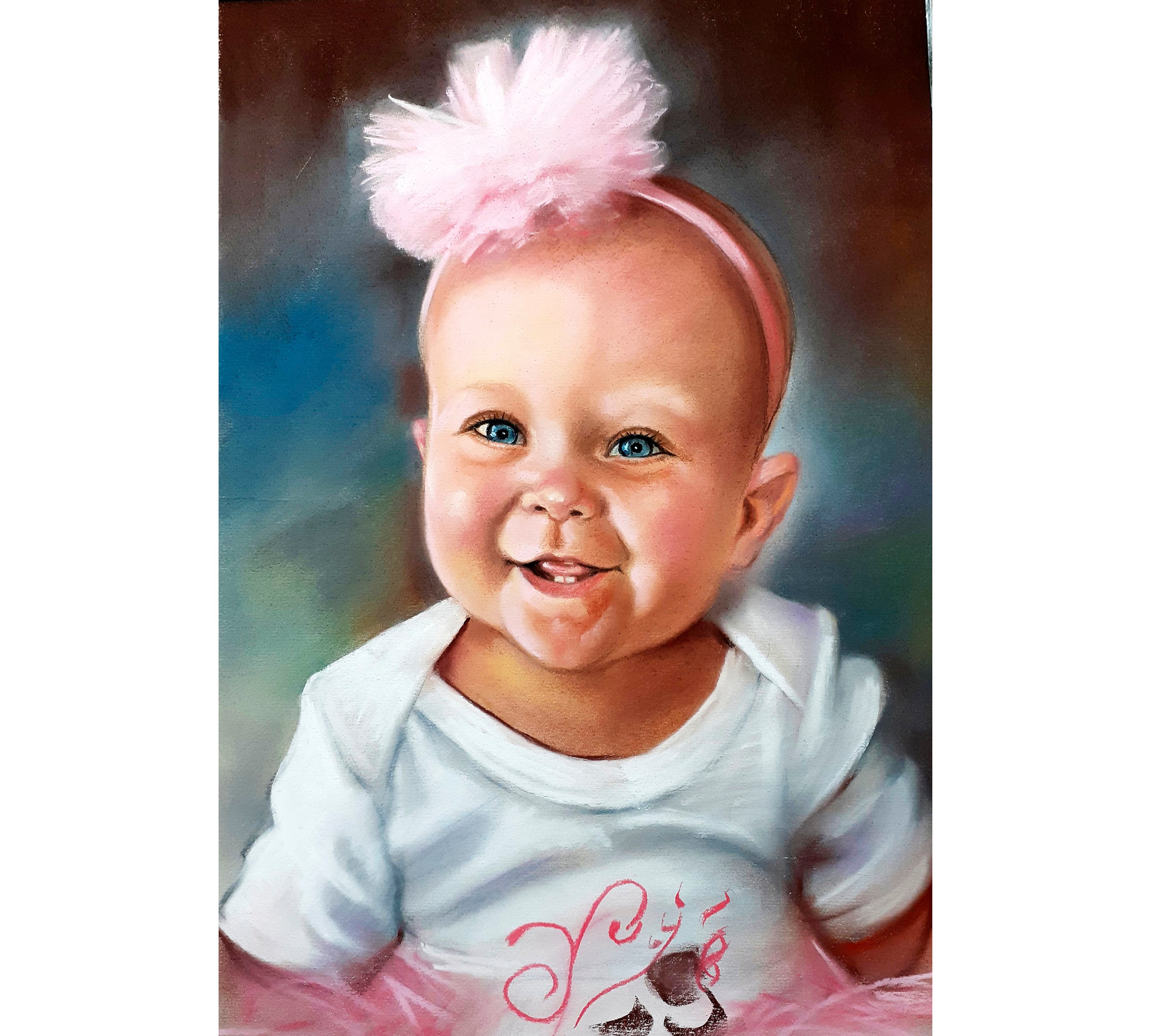 Custom Baby Portrait Oil Portrait Baby Painting Family Etsy