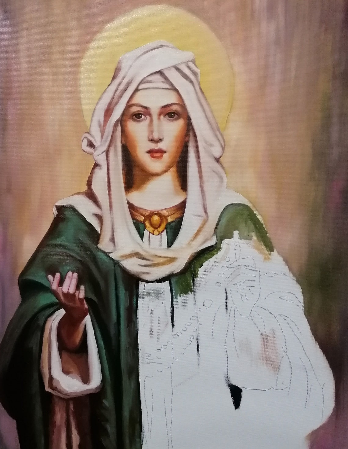 Virgin Mary Iconpainting Holy Mother Santa Maria Hand - Etsy