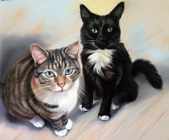 Cat custom painting, Pastel painting, handmade, from photo, animal art, custom portrait, pet loss, fine art, memoroal gift, Cat portarit,art