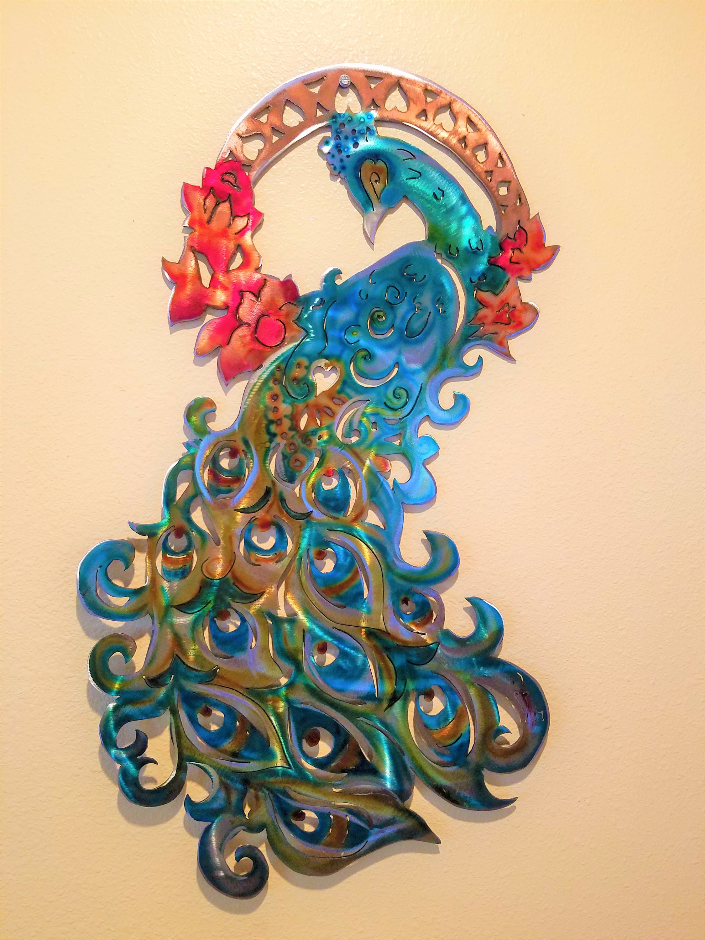 Peacock Garden Metal Wall Art Peacock Wall Art Psychedelic Art