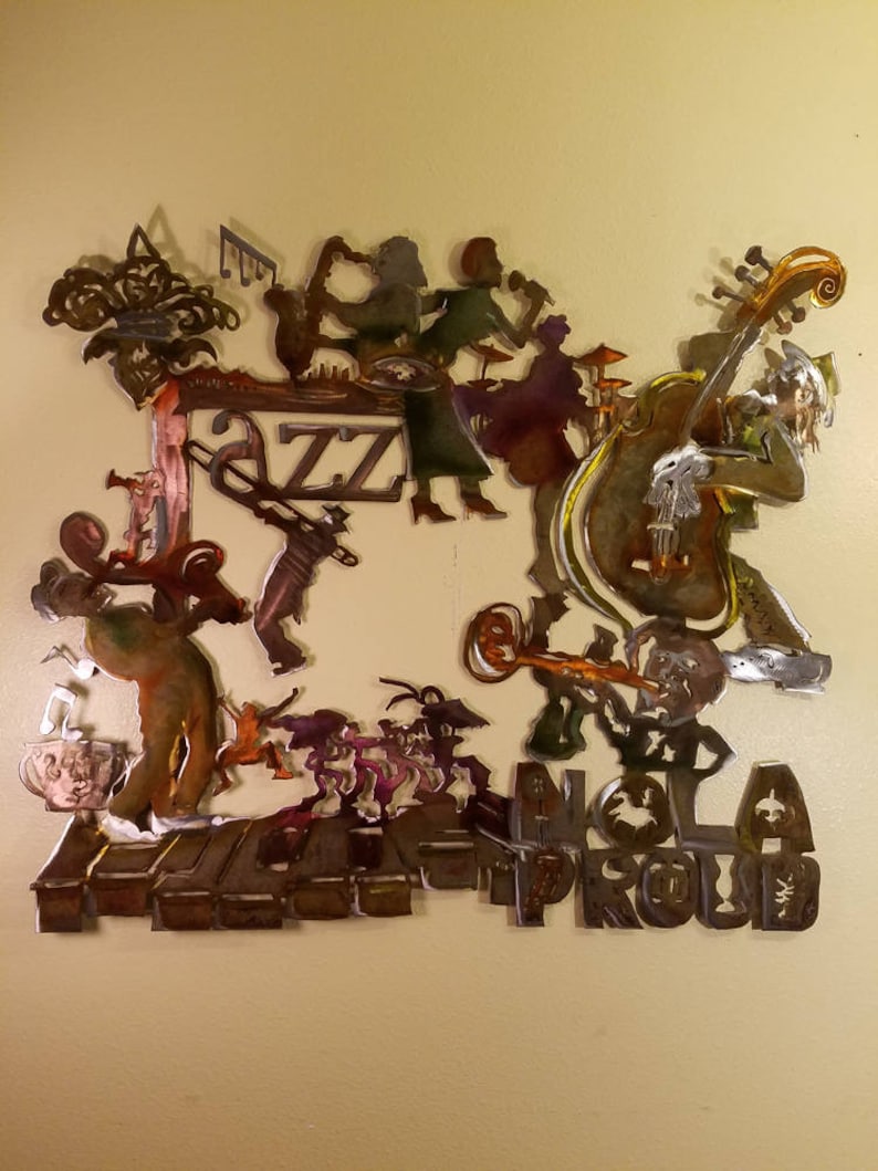 New Orleans Jazz Metal Wall Art Skyline W/bridge Louie Etsy