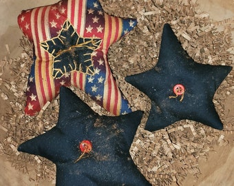 Primitive Americana Patriotic stars-n-stripes 4th of July Grungy Star Plushie Bowlfillers #358