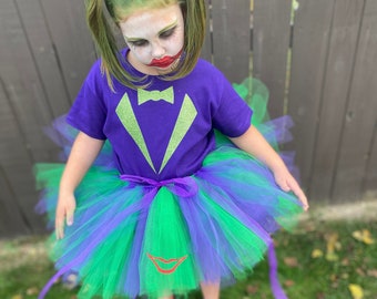 Clown Tutu Costume, Joker inspired Tutu costume, Villain Costume, Toddler joker Costume, Infant Clown Costume, Joker Tutu Outfit