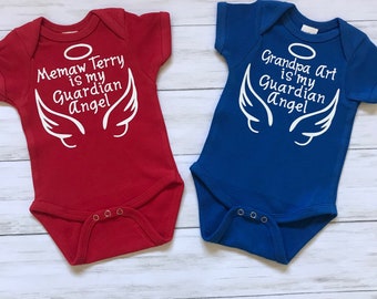Personalized Guardian Angel Shirt, My Grandpa Is my Guardian Angel, Grandma is my Guardian Angel, Memorial Shirt, Baby Shower Gift,