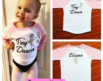 Tiny Dancer T-Shirt, Tiny Dancer Toddler Shirt, Pink Baseball Tee, Personalized Dance Shirt, Personalized Tiny Dancer Shirt,