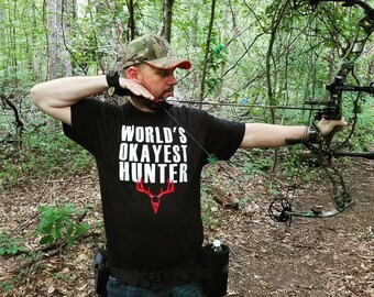 World's Okayest Hunter T-Shirt, Funny Hunting T-Shirt, Deer Skull T-Shirt