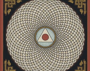 1000 Petal Lotus Crown Chakra Mandala Art Print - Printed on Hemp