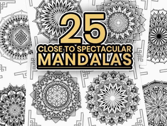 25 Mandalas Book | Sacred Geometry Tattoo Flash by Zak Korvin | Geometric Colouring Book