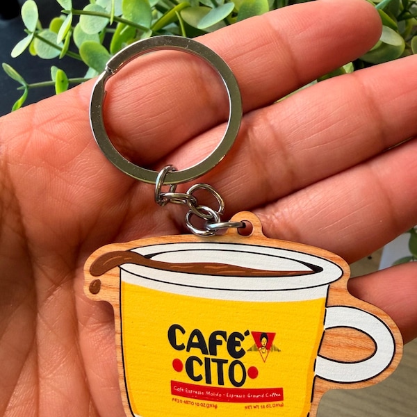 Cafecito Latin  Keychain, coffee lover Accessory