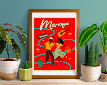 Merengue Dance Poster, Dominican Music Wall Art (8.5x11)