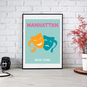Kunst aan de muur Manhattan, Manhattan Art, Nyc Art, afdrukbare kunst, Boho Wall Art, Black Girl Magic Art | Latinxkunst | Digitaal bestand