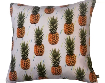 Pineapple Pillow Tropical Fruit Grey Printed Garden Summer Cushion Cover