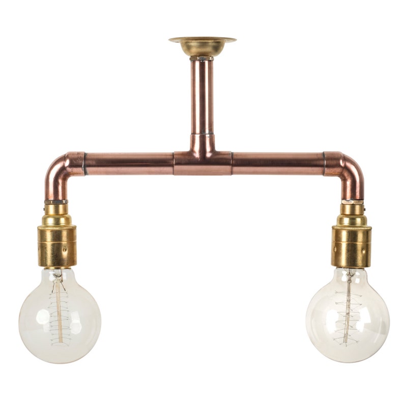 Copper Pipe Light Industrial Ceiling Brass E27 Lamp Image 0