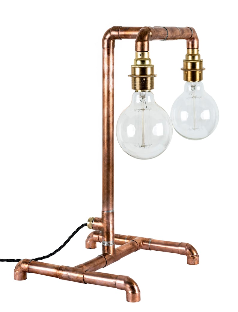 Copper Pipe Industrial Light Table Lamp E27 Edison Desk