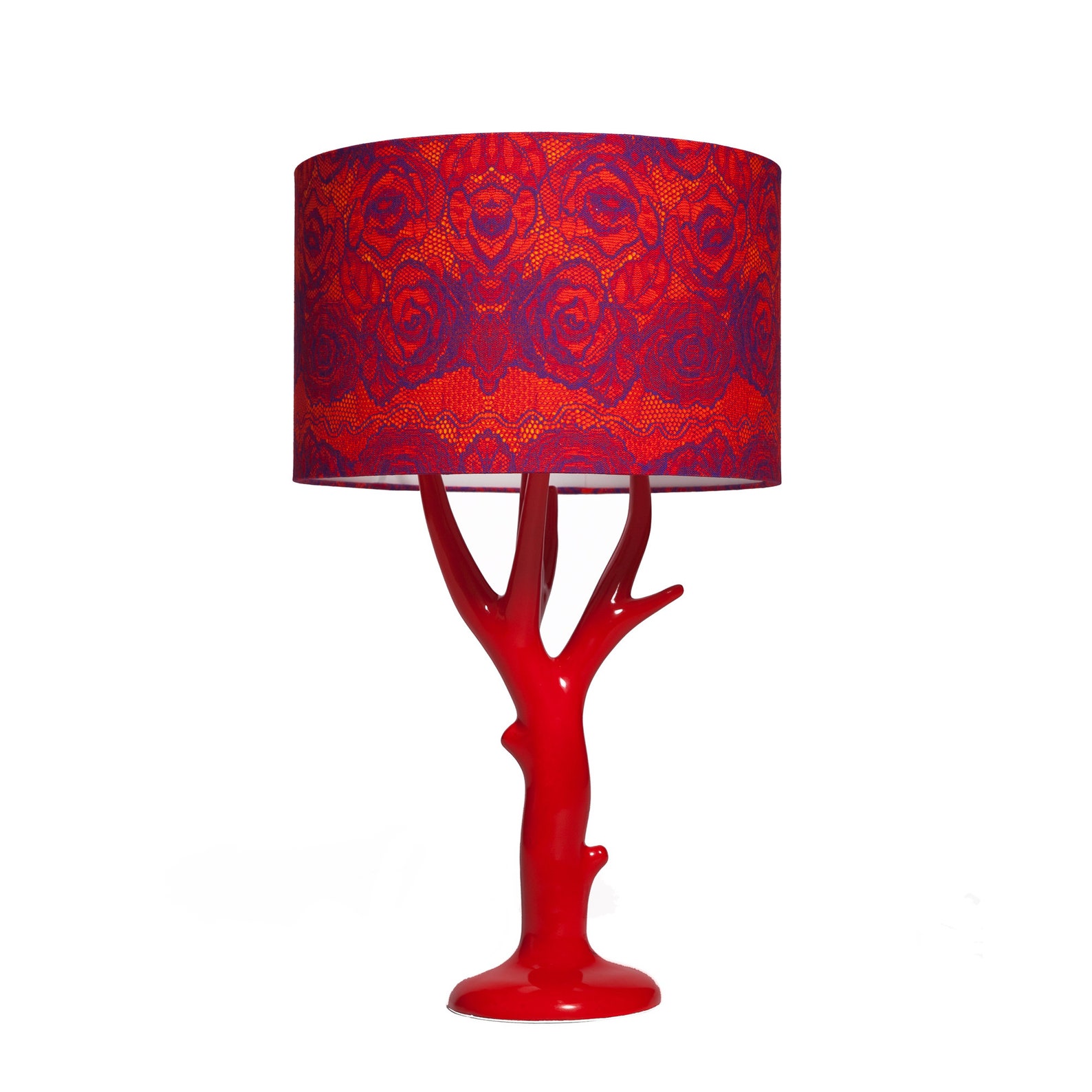 Red Lace Floral Print Handmade Lamp shade Bedside Light Shade Etsy