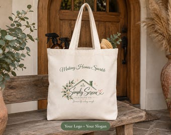 Cleaning Tote Bag with Logo, Personalized Cleaning Business Tote for Professional Cleaner, Custom Cleaning Company Bag, Housekeeper Gift
