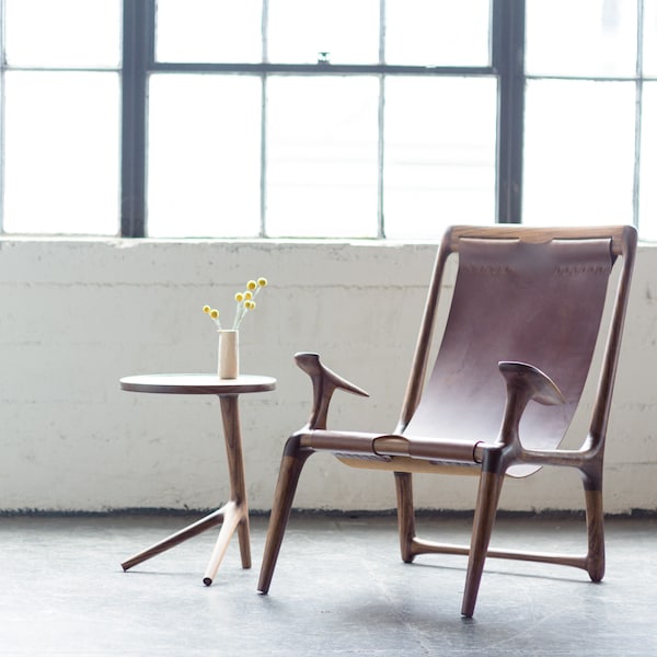 The Sling Chair - Walnut & Black or Brown Leather